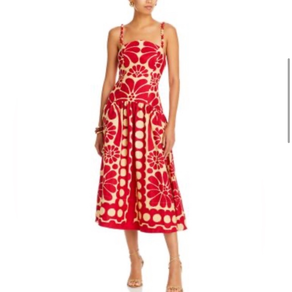 Christian Lacroix Linen Floral Red/Cream Dress NWT Brand new